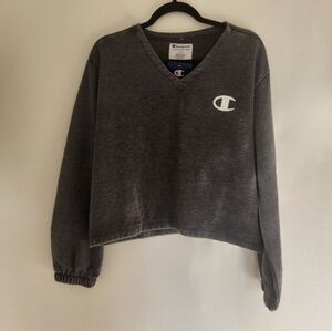 Champion Women's Charcoal V-Neck Sweatshirt